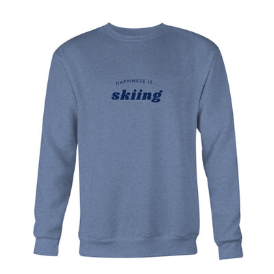 Men's Skiing Crew Sweatshirt, Heather Navy-0
