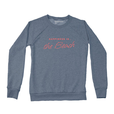 Women's Beach Crew Sweatshirt, Heather Navy-0